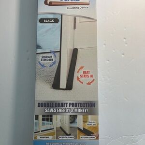 Black Twin Draft Guard Insulating Device For Doors & Windows, Set of two